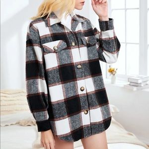 Black and Orange Plaid Shacket